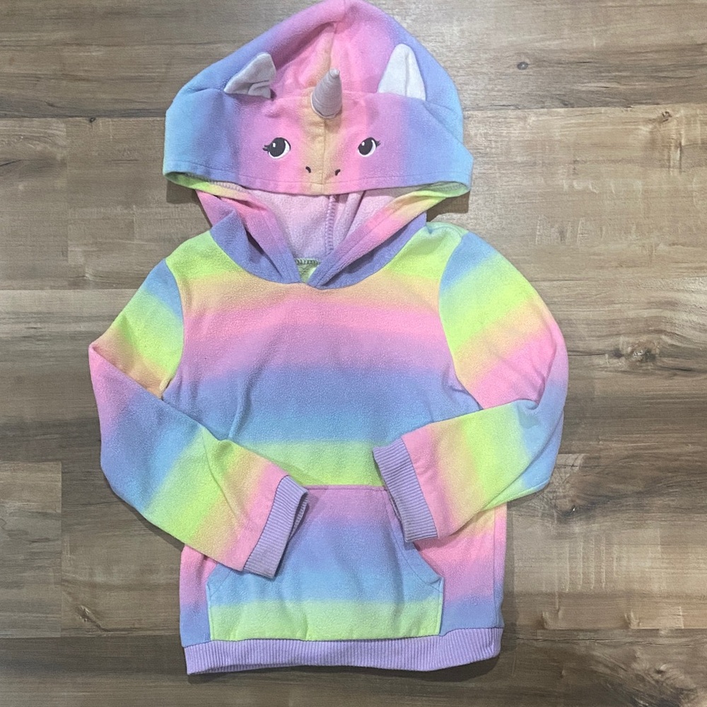 $1 - Carter's Pastel Rainbow Unicorn Hooded Pullover Sweatshirt